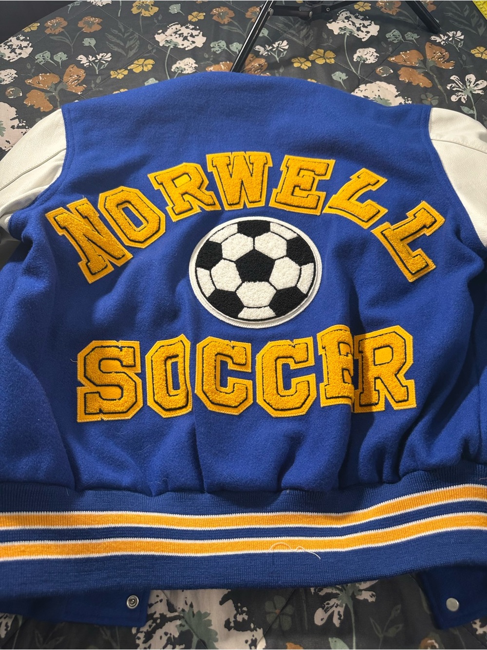 Holloway Men’s Coastal League Champions Varsity Jacket wool / Leather Sz Medium